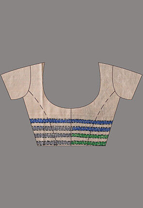 Kantha Pure Tussar Silk Saree in Light Beige