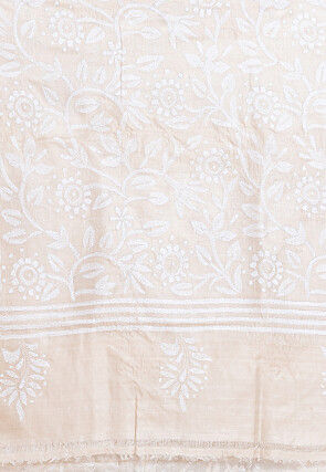 Kantha Tussar Silk Saree in Off White