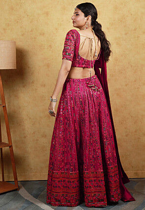 Kathiawadi Georgette Lehenga in Dark Fuchsia
