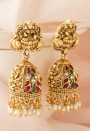 Kemp Stone Studded Jhumka Style Earrings