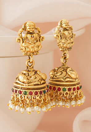 Kemp Stone Studded Jhumka Style Earrings