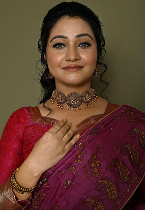 Kemp Stone Studded Temple Choker Necklace Set