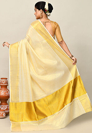 Kerala Kasavu Pure Cotton Saree in Beige