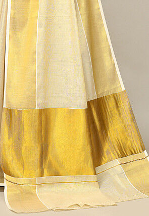 Kerala Kasavu Pure Cotton Saree in Beige