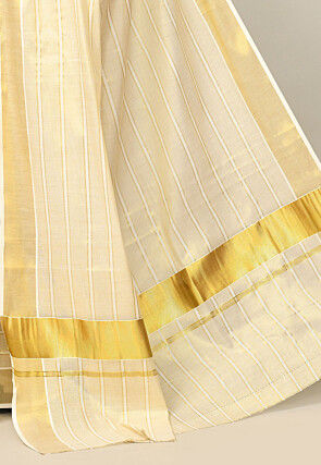 Kerala Kasavu Pure Cotton Saree in Beige