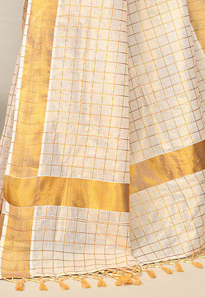 Kerala Kasavu Pure Cotton Saree in Beige