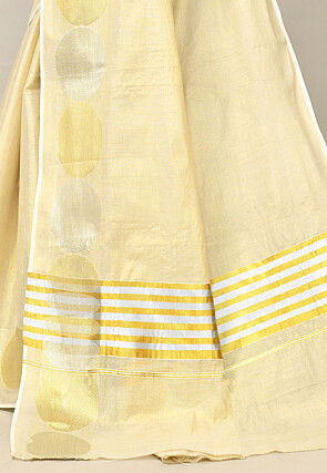 Kerala Kasavu Pure Cotton Saree in Beige