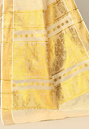 Kerala Kasavu Pure Cotton Saree in Beige