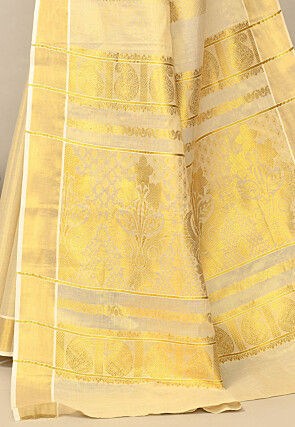 Kerala Kasavu Pure Cotton Saree in Beige