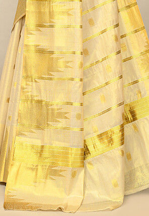 Kerala Kasavu Pure Cotton Saree in Beige