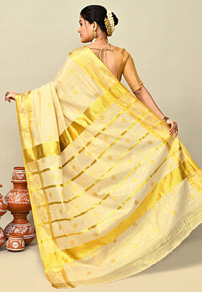Kerala Kasavu Pure Cotton Saree in Beige
