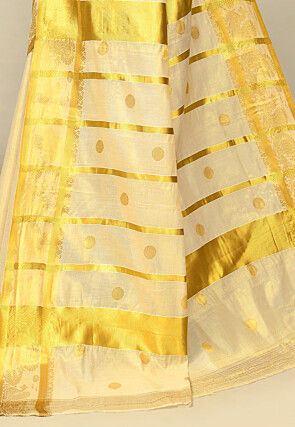 Kerala Kasavu Pure Cotton Saree in Beige