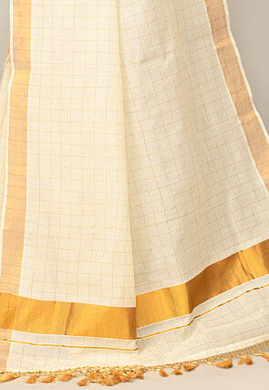 Kerala Kasavu Pure Cotton Saree in Cream