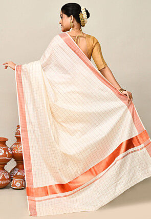 Kerala Kasavu Pure Cotton Saree in Cream