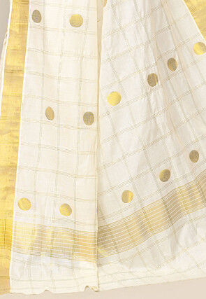 Kerala Kasavu Pure Cotton Saree in Off White