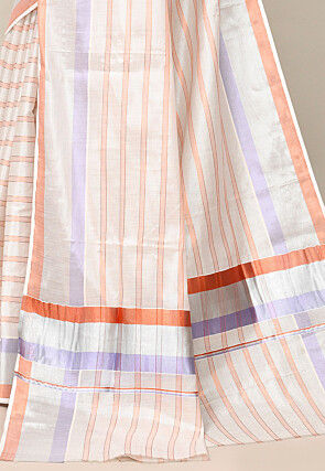 Kerala Kasavu Pure Cotton Saree in Off White