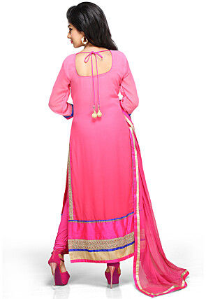 Embroidered Straight Cut Suit in Shaded Pink