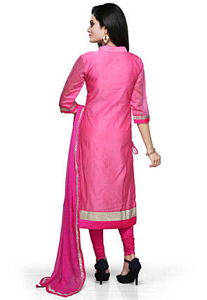 Gota Patti Embroidered Straight Cut Suit in Pink