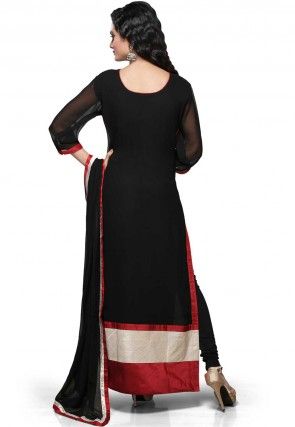 Gota Patti Embroidered Straight Cut Suit in Black