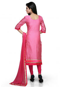 Embroidered Chanderi Cotton Straight Cut Suit In Pink