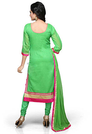 Embroidered Straight Cut Suit In Green