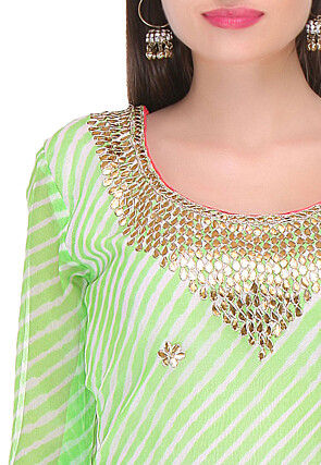 Embroidered Pure Georgette Straight Cut Suit in Light Green