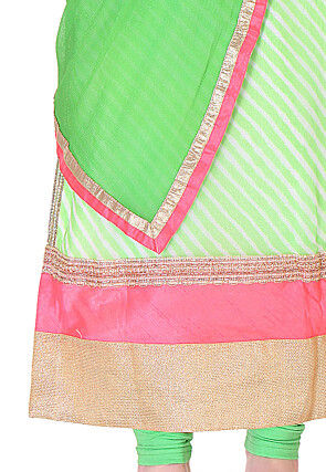 Embroidered Pure Georgette Straight Cut Suit in Light Green