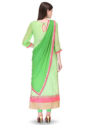 Embroidered Pure Georgette Straight Cut Suit in Light Green