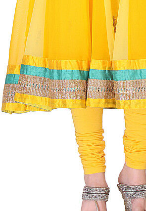 Embroidered Georgette Anarkali Suit in Yellow