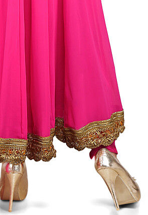 Plain Georgette Anarkali Suit in Fuchsia