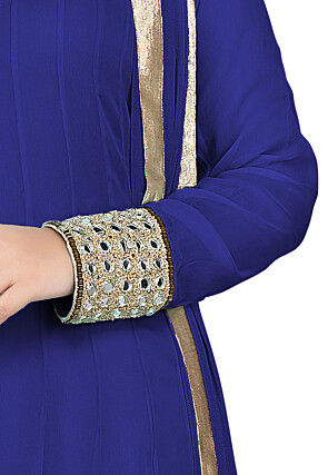 Plain Georgette Anarkali Suit in Royal Blue