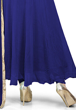 Plain Georgette Anarkali Suit in Royal Blue