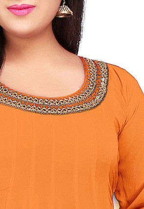 Plain Georgette Anarkali Suit in Pastel Orange