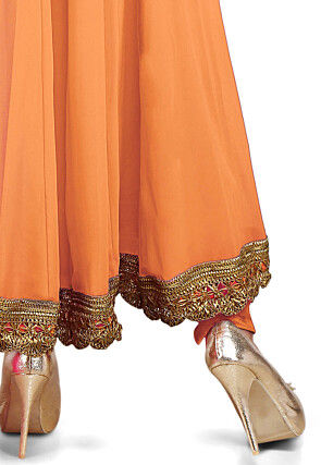 Plain Georgette Anarkali Suit in Pastel Orange