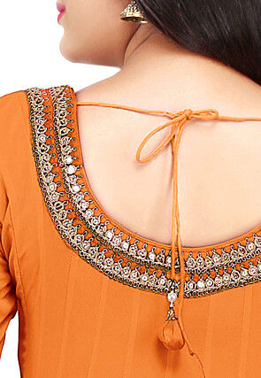 Plain Georgette Anarkali Suit in Pastel Orange