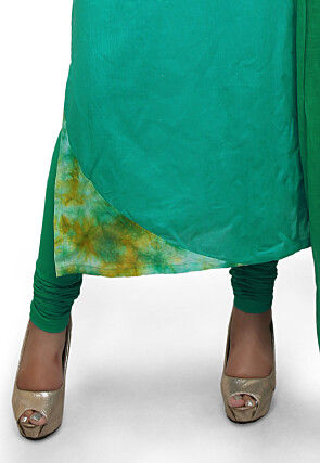 Plain Cotton Straight Suit in Sea Green