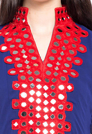 Embroidered Georgette Anarkali Suit in Blue