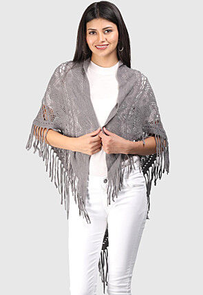 Knitted Crochet Scarves in Grey