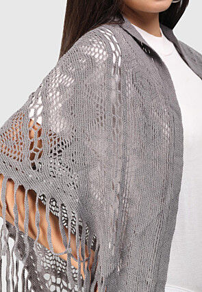 Knitted Crochet Scarves in Grey