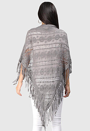 Knitted Crochet Scarves in Grey