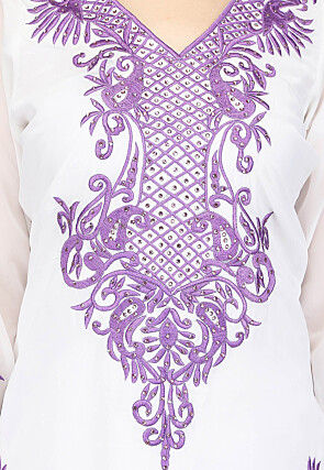 Embroidered Georgette Punjabi Suit in White