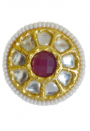 TJ-R35M - Multicolor Gold Plated Thappa Jadau Kundan Ring – Mortantra