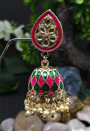 Kundan Jhumka Style Earrings