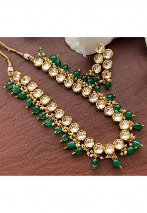 Green kundan sale set online