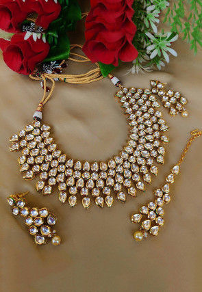 Indian fashion imitation jewelry necklace set gold simple
