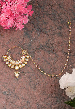 Kundan Nose Ring with Chain