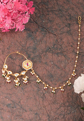 Kundan Nose Ring with Chain
