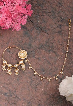 Kundan Nose Ring with Chain