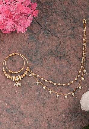 Kundan Nose Ring with Layered Chain