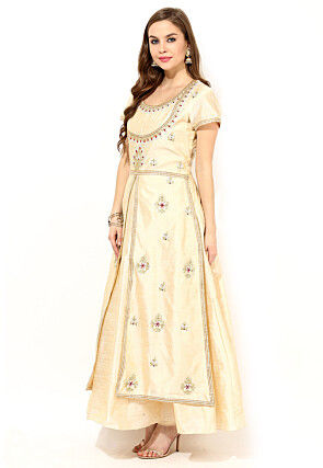 Abaya Stylized Embroidered suit In Cream